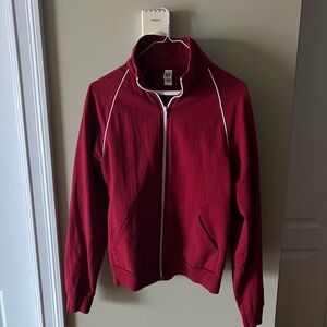 Vintage American Apparel Track Jacket "Made in USA"- 100% Cotton- Small y2k red